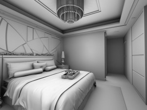 luxury stylish interior master bedroom - 03 3D Model