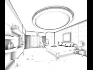 luxury stylish interior master bedroom - 04 3D Model