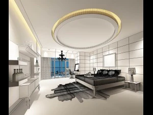luxury stylish interior master bedroom - 04 3D Model