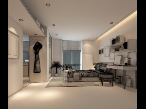luxury stylish interior master bedroom - 05 3D Model