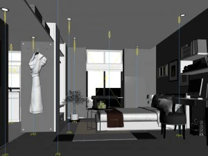 럭셔리하고 세련된 인테리어 마스터 침실 - 05 3D 모델