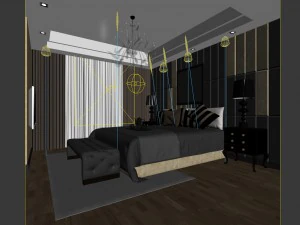 luxury stylish interior master bedroom - 06 3D Model