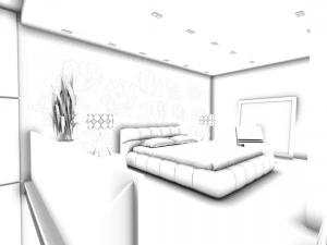 luxury stylish interior master bedroom - 07 3D Model