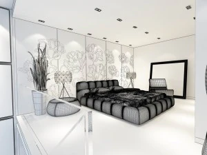 luxury stylish interior master bedroom - 07 3D Model