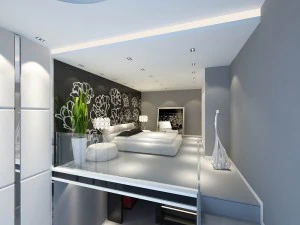 luxury stylish interior master bedroom - 07 3D Model