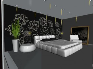 luxury stylish interior master bedroom - 07 3D Model