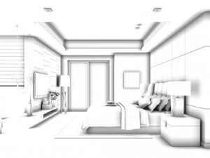 luxury stylish interior master bedroom - 08 3D Model