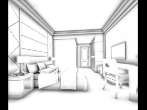 luxury stylish interior master bedroom - 10 3D Model
