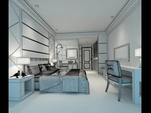 luxury stylish interior master bedroom - 10 3D Model