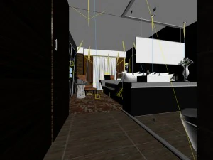 luxury stylish interior master bedroom - 14 3D Model