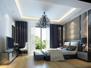luxury stylish interior master bedroom - 16 3D Model