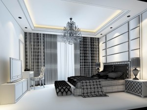 luxury stylish interior master bedroom - 16 3D Модель