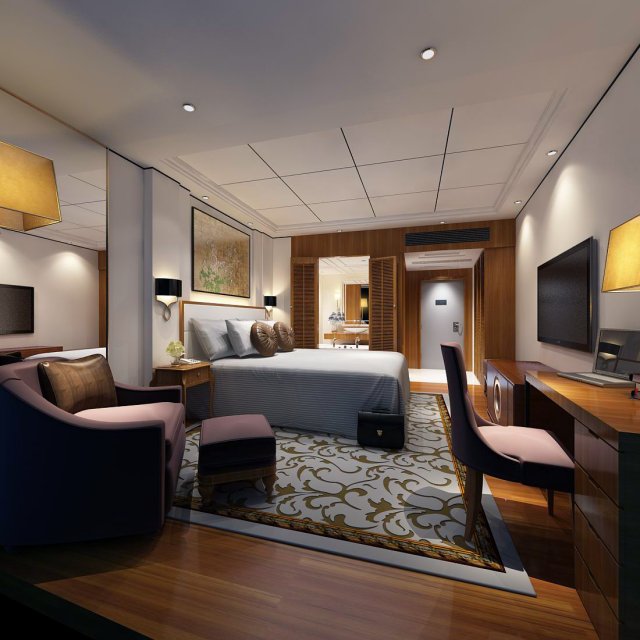 luxury stylish interior master bedroom - 17 3D Model .c4d .max .obj .3ds .fbx .stl .blend