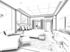 luxury stylish interior master bedroom - 17 3D Model