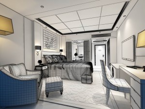 luxury stylish interior master bedroom - 17 3D Model