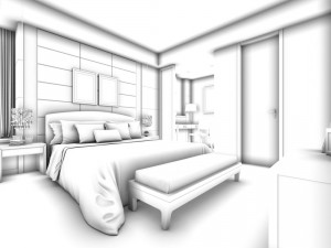 luxury stylish interior master bedroom - 18 Modello 3D