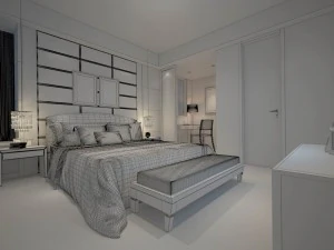 luxury stylish interior master bedroom - 18 3D Model