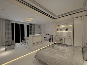 luxury stylish interior master bedroom - 19 3D Model
