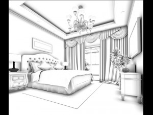 luxury stylish interior master bedroom - 20 3D Model