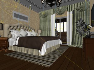 luxury stylish interior master bedroom - 20 3D Model