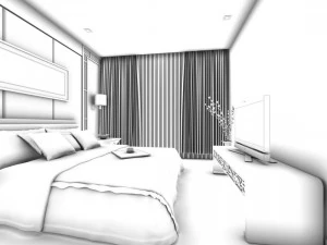 luxury stylish interior master bedroom - 22 3D Model