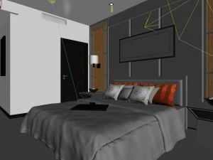 luxury stylish interior master bedroom - 22 3D Model