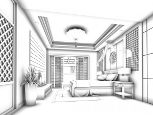 luxury stylish interior master bedroom - 23 3Dモデル