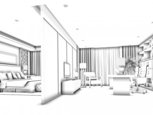 luxury stylish interior master bedroom - 25 3D Model