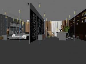 luxury stylish interior master bedroom - 25 3D Model