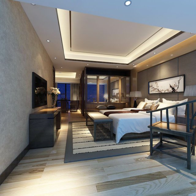 luxury stylish interior master bedroom - 26 Modelo 3D .c4d .max .obj .3ds .fbx .stl .blend 