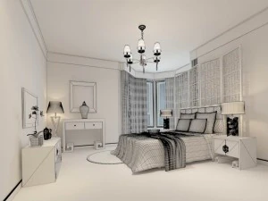 luxury stylish interior master bedroom - 27 3D Model