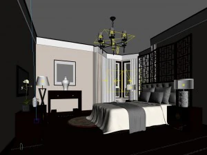 luxury stylish interior master bedroom - 27 3D Model