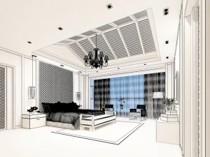 luxury stylish interior master bedroom - 28 3D Model