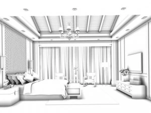 luxury stylish interior master bedroom - 28 3D Model