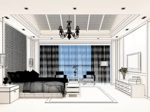 luxury stylish interior master bedroom - 28 3D Model