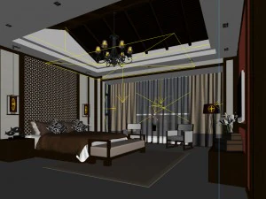 luxury stylish interior master bedroom - 28 3D Model