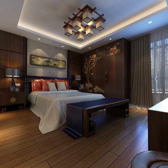luxury stylish interior master bedroom - 30 Modelo 3D .c4d .max .obj .3ds .fbx .stl .blend 