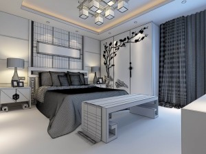 luxury stylish interior master bedroom - 30 Modelo 3D