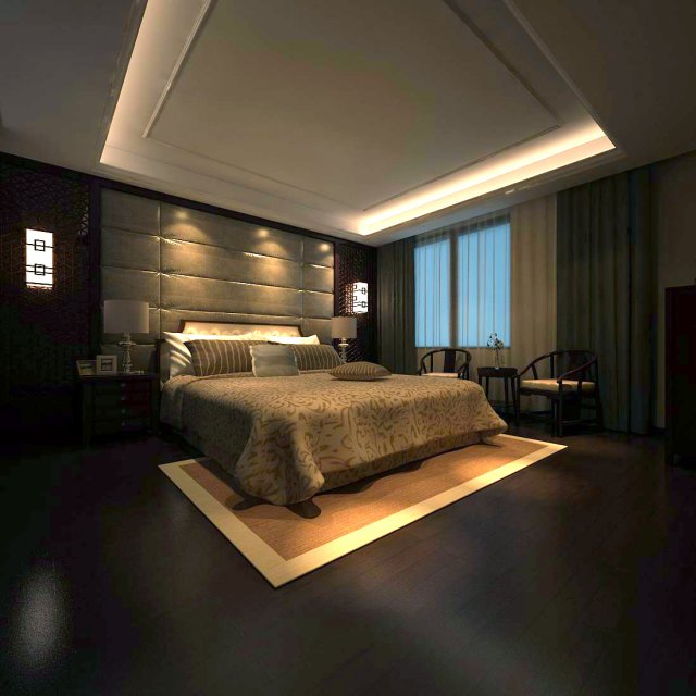 luxury stylish interior master bedroom - 31 3D Model .c4d .max .obj .3ds .fbx .stl .blend