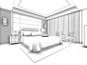 luxury stylish interior master bedroom - 31 3D Model