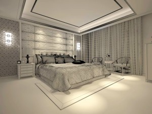 luxury stylish interior master bedroom - 31 3D Model