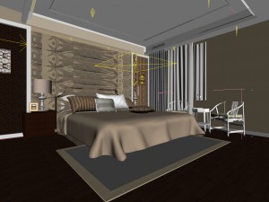 luxury stylish interior master bedroom - 31 3D Model