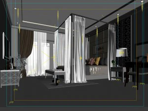 luxury stylish interior master bedroom - 33 3D Model