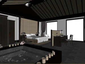 luxury stylish interior master bedroom - 34 3D Model