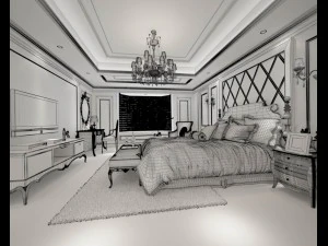 luxury stylish interior master bedroom - 35 3D Model