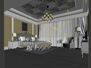 luxury stylish interior master bedroom - 36 3D Model