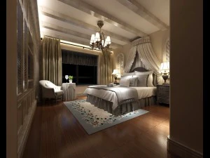 l&uuml;ks şık i&ccedil; mekan ana yatak odası - 37 3D Model