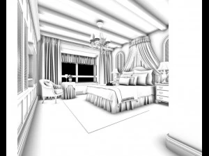 luxury stylish interior master bedroom - 37 3D Model