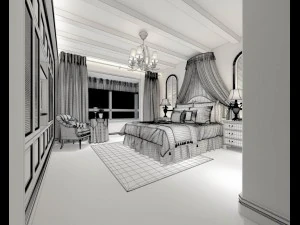 luxury stylish interior master bedroom - 37 3D Model