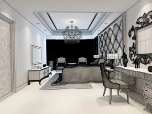 luxury stylish interior master bedroom - 38 3D Model